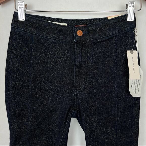 Anthropologie Pilcro High Rise Denim Legging Shimmer Shine Glitter Blue Jeans 25 - Picture 4 of 10